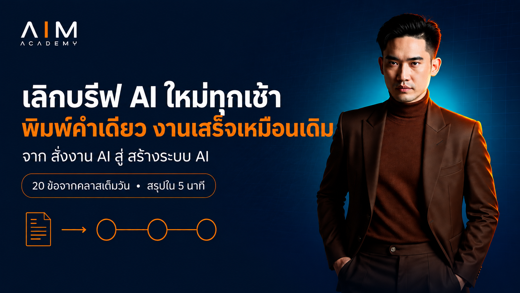 ผู้ใช้พิมพ์คำว่า ลุย บนคีย์บอร์ด เพื่อให้ระบบ AI ทำงานอัตโนมัติแทนการพิมพ์บรีฟซ้ำทุกวัน