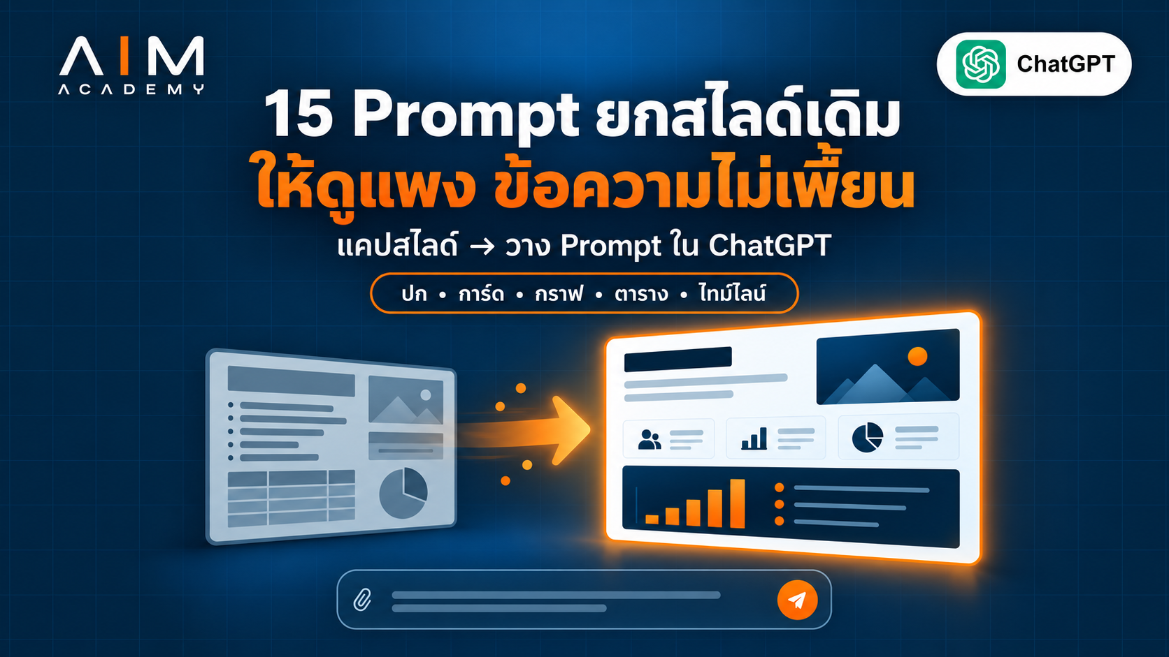 หน้าจอแสดงสไลด์ที่อัปเกรดด้วย ChatGPT Images 2.5 โดยเปลี่ยนดีไซน์ให้ทันสมัยขณะเก็บข้อมูลและตัวเลขเดิมไว้